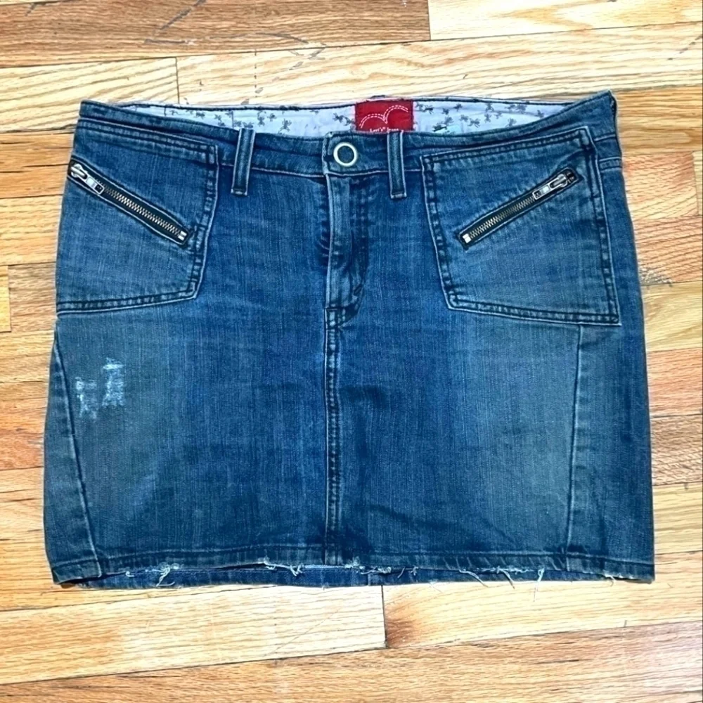 VENTAGE Levi High Low Denim Mini Skirt